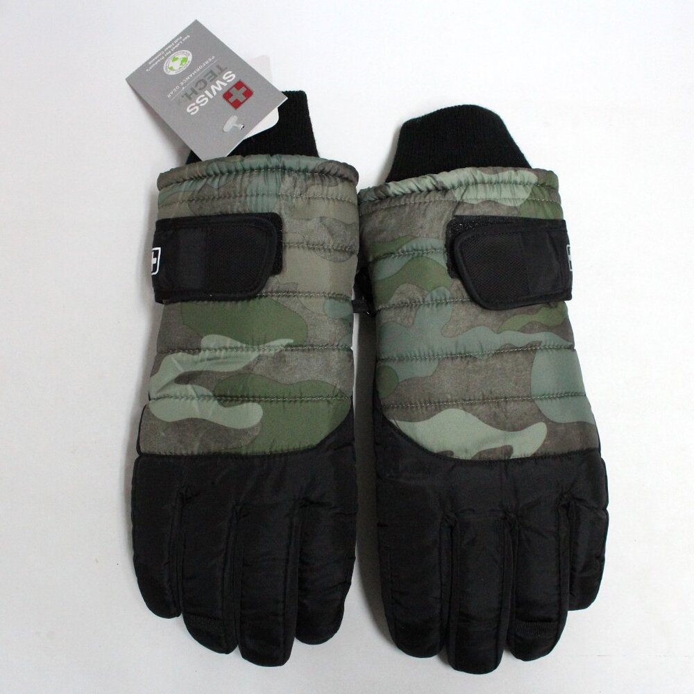 Swiss Tech L-XL Black and Camouflage Peakproof Waterproof Ski Glove
